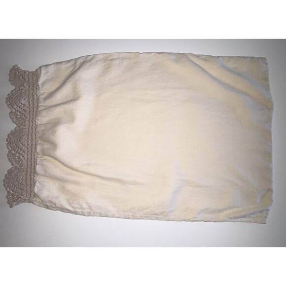 Pottery Barn Beige Linen Crochet Trim Standard Pillow Case Single - Picture 3 of 9